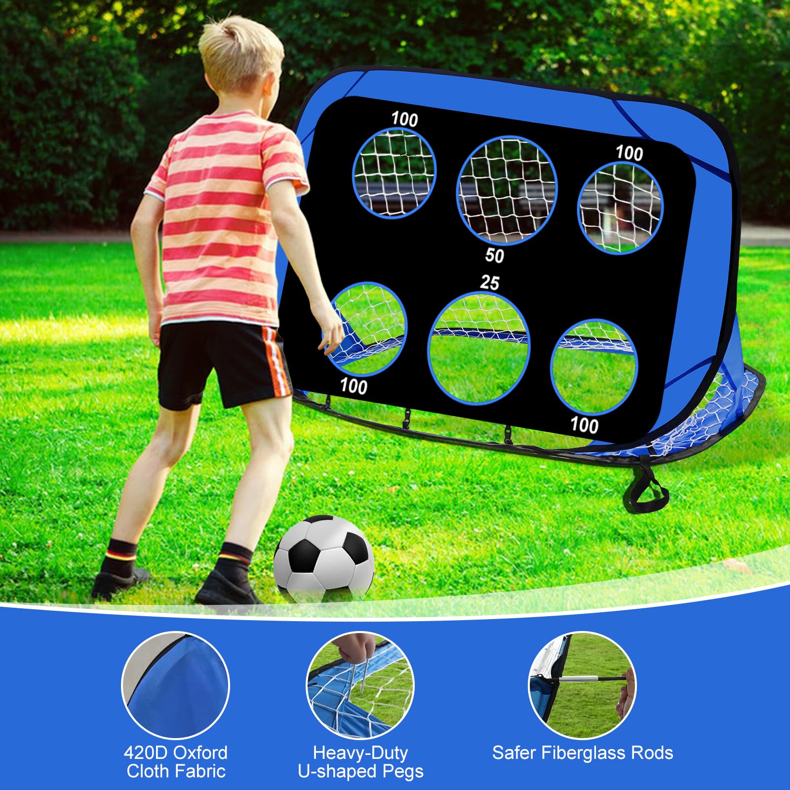 Relaxdays Porta Da Calcio Pieghevole In Set Da 2, Porticina Pop Up Da Giardino Mini Rete Per Bambini 77x122x83 Cm Nero 84642860