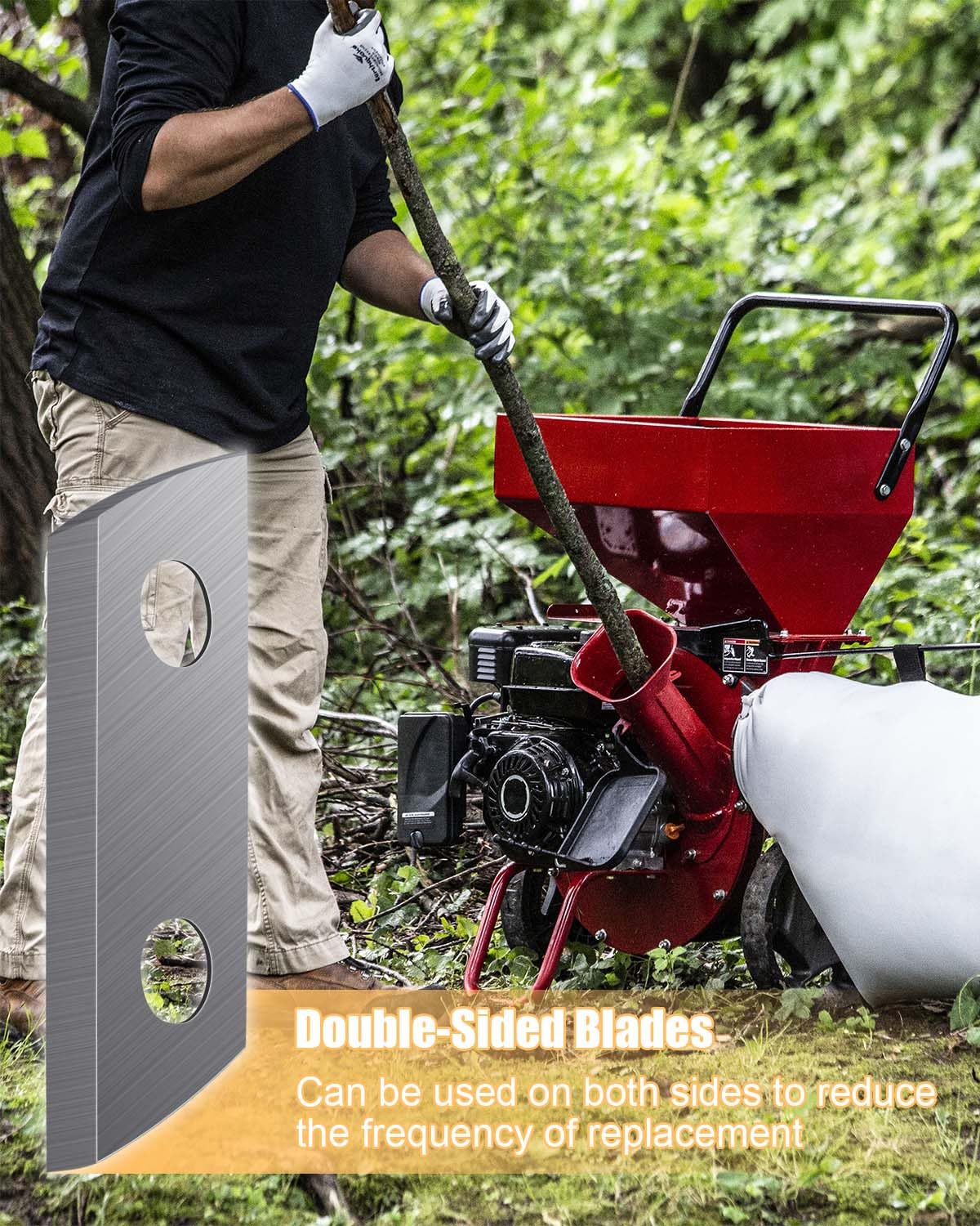 Cuchillas de madera compatibles con Sun Joe CJ601E CJ602E Earthwise GS70015, 4 cuchillas trituradoras de doble cara con llave hexagonal en forma de L