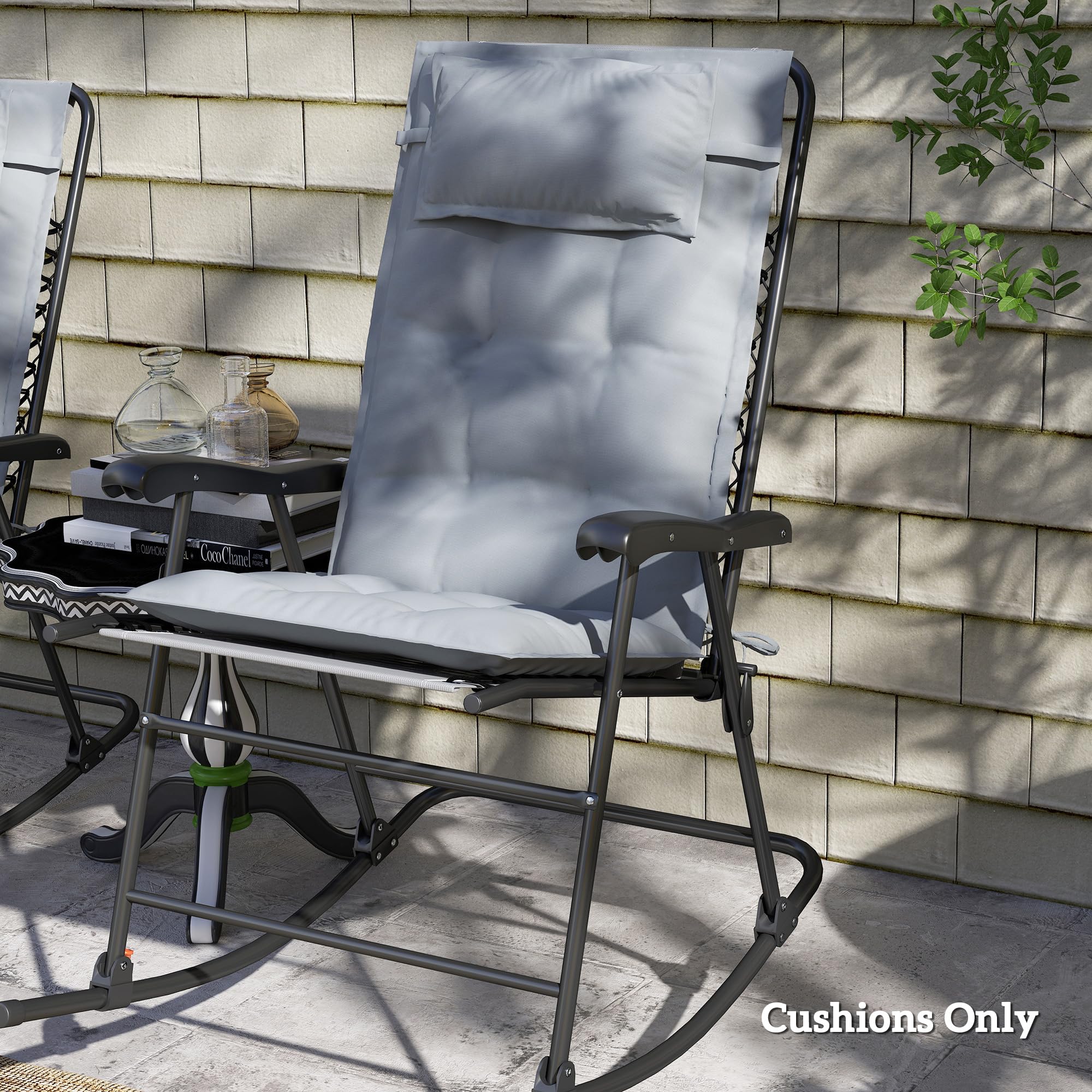 Outsunny set di 2 cuscini per sdraio Cuscino idrorepellente per sdraio da giardino Cuscino per sdraio da spiaggia Cuscino per mobili da giardino 50x116x5 cm, grigio chiaro