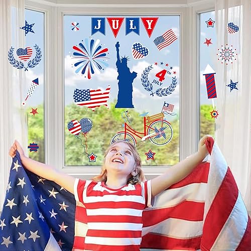 Miniatura 5 de Calcomanías patrióticas para ventanas del 4 de julio, calcomanías artísticas de doble cara de Estados Unidos, Independencia, Día de los Caídos,