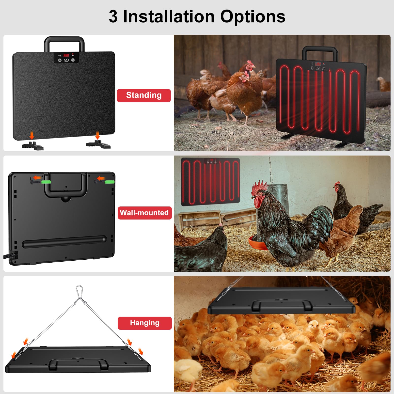 Winpull Chicken Coop Heater, Portable Radiant Chicken