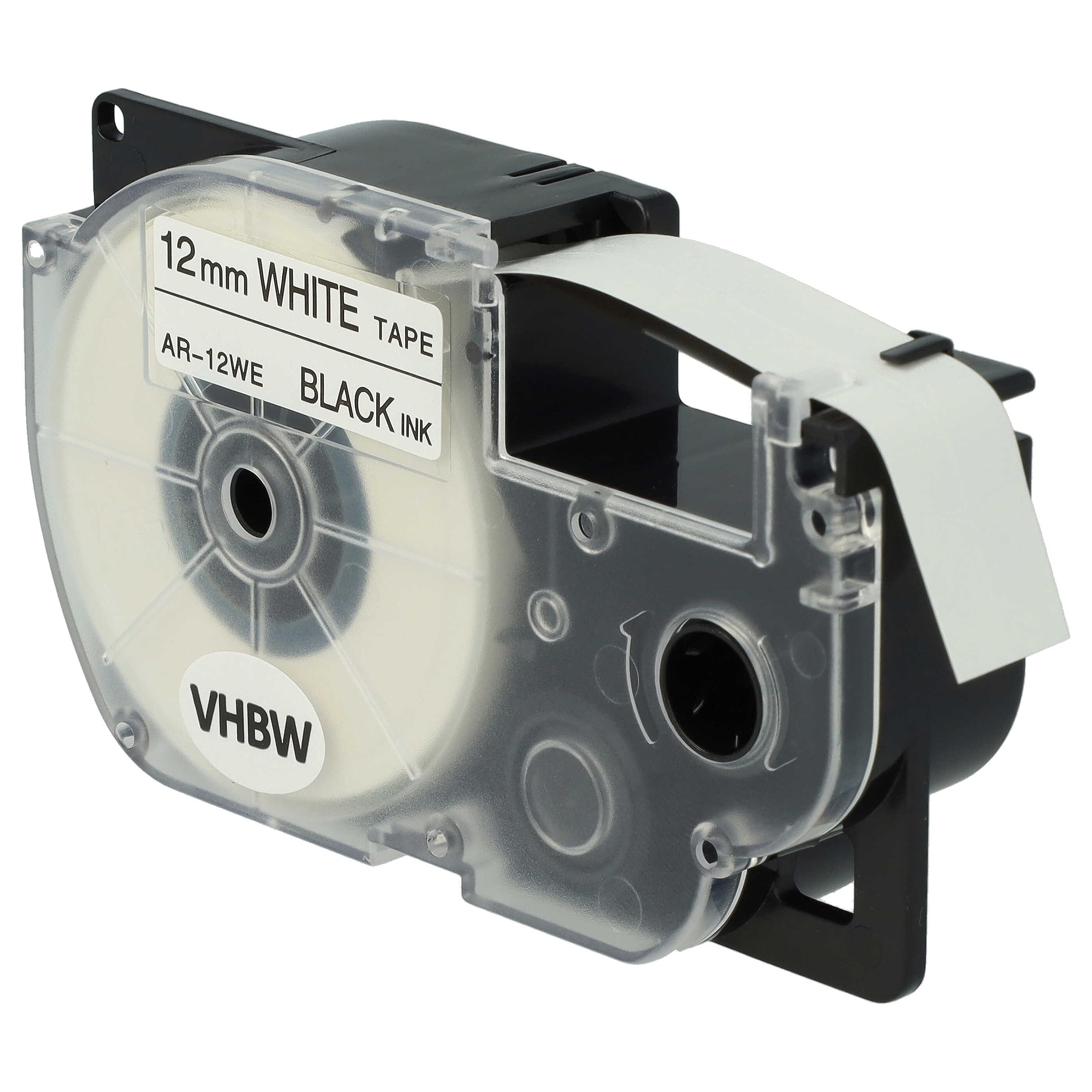 vhbw 50x Cassetta nastro sostituisce Casio XR-12WE, XR-12WE1 per etichettatrice 8m x 12 mm nero su bianco