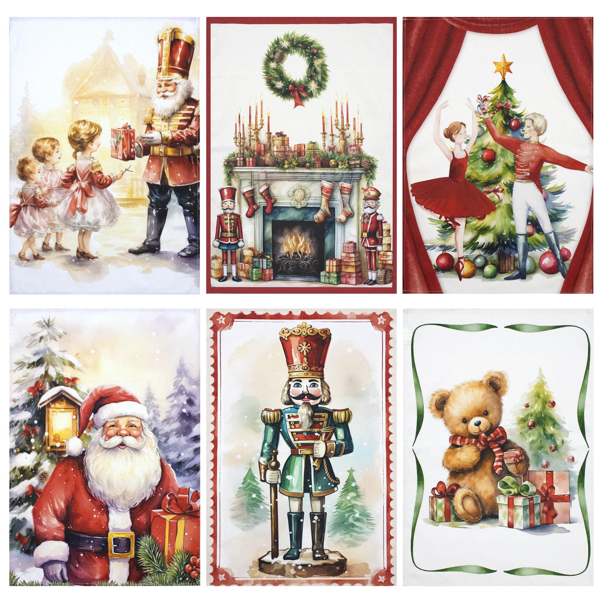 Nada Home Set Strofinacci Natalizi Canovacci in cotone 6 Pezzi Decorazioni Natale 6893