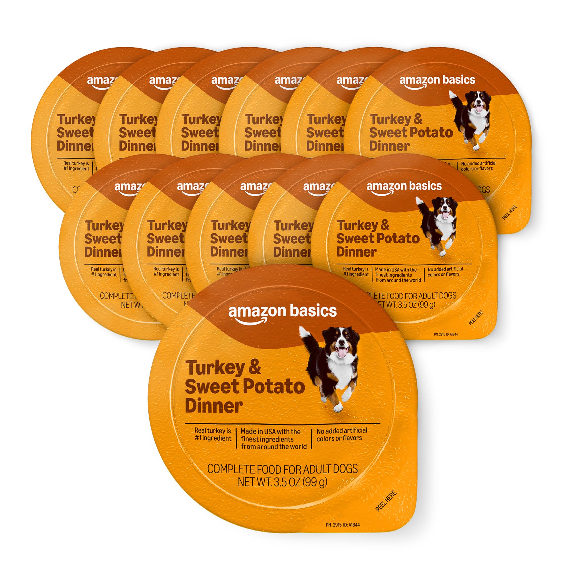 Amazon Basics Wet Dog Food, Turkey & Sweet Potato Dinner, Made with Real Turkey, 3.5 oz Cup (Pack of 12)