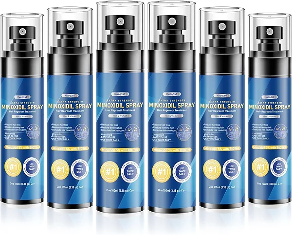 5% Minoxidil Spray for men-6 pack, Infused with Biotin, Hair Growth Treatment, Supports Thicker and Fuller Hair & Beard (21oz, 10 Month Supply)
