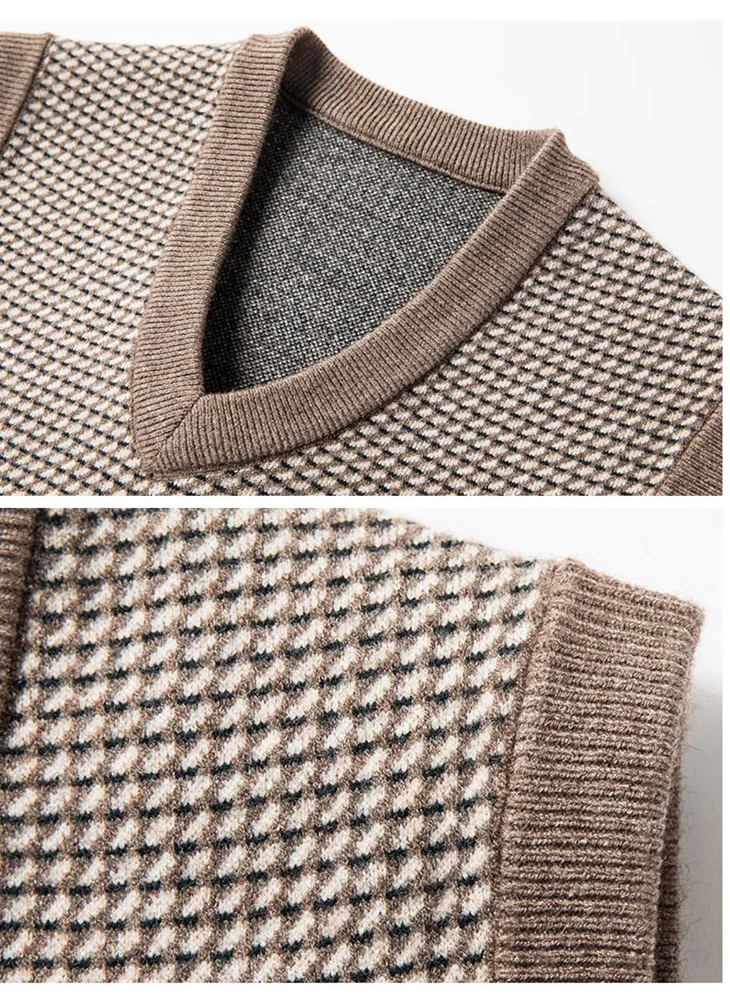 Chaleco de punto grueso con cuello redondo para hombre, suéter sin mangas clásico de negocios