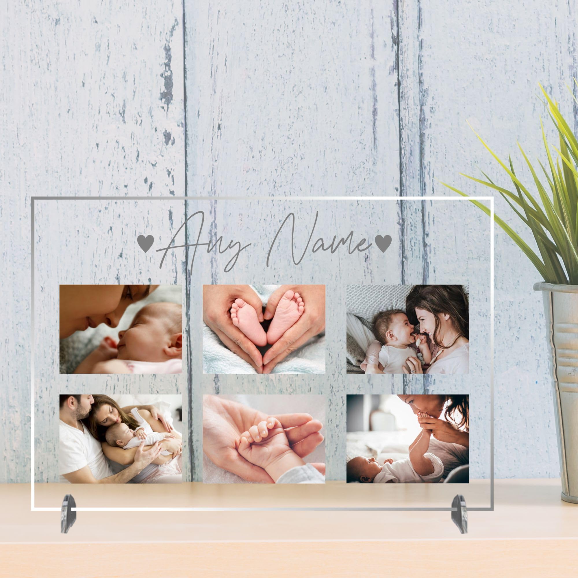 Personalised Photo Frame: Heartfelt Mothers Day Gift, Perfect for Mum, Nanny, or Nan - Baby Photo Collage Print, Gift Present For Christmas or Birthday (PERSONALISED NAME, Acrylic A5 21cm x 15cm)