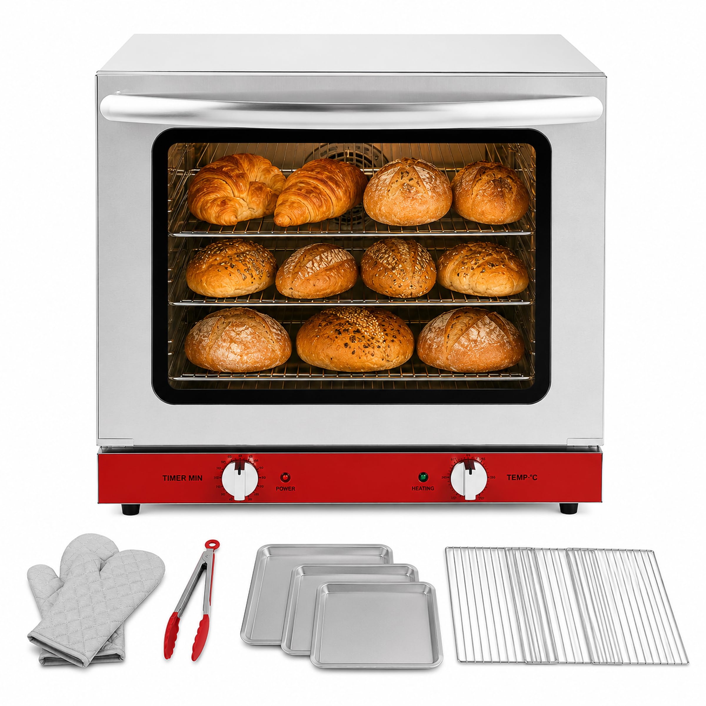 ERZODA Four à Convection Professionnel 21L Inox Chaleur Tournante
