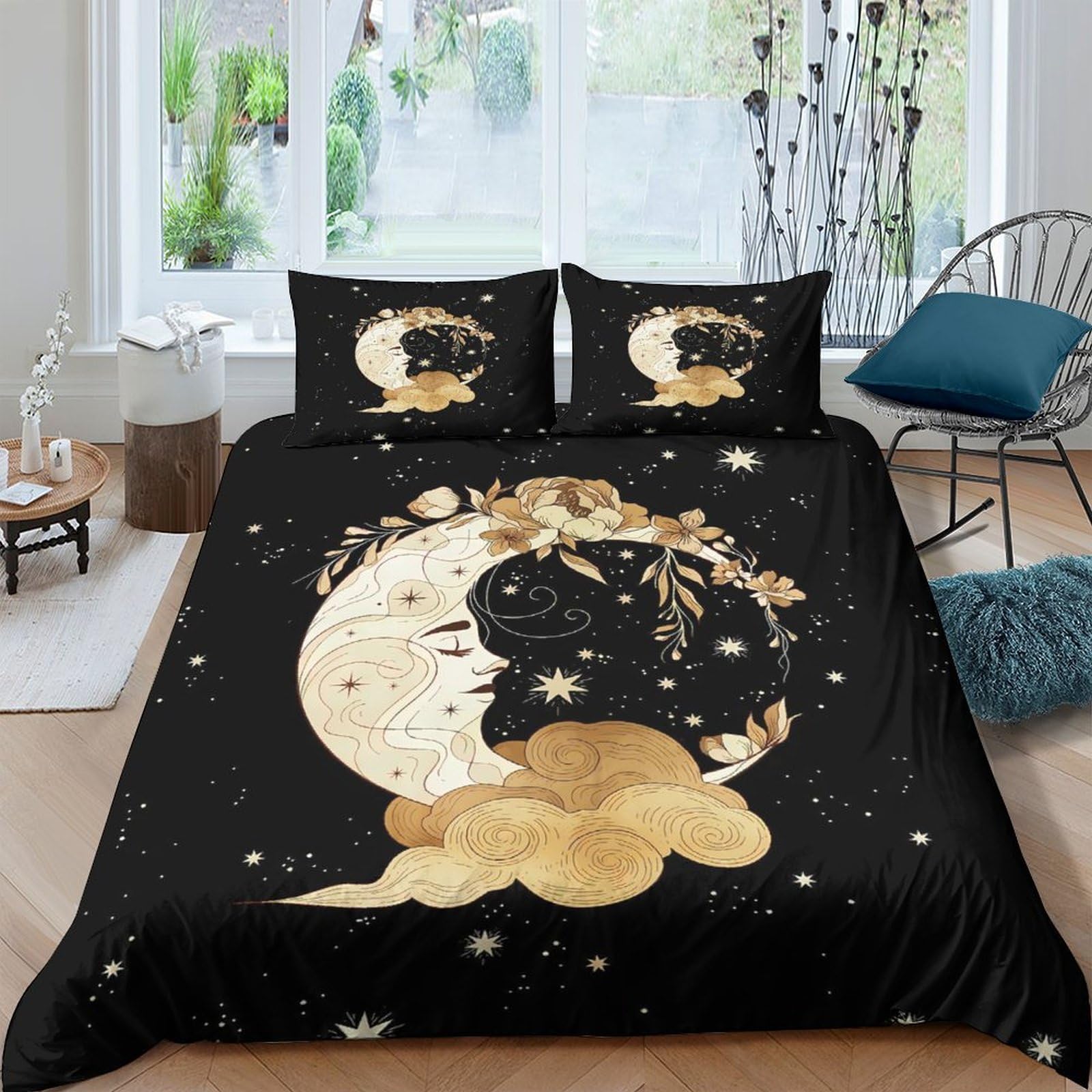Ctjqhvkz Style-9 3D Printed Moon Cat Fitted Sheet Microfiber Soft Breathable Star Night Bed Cover For Bedroom Guest Room Decor Single（135X200cm）