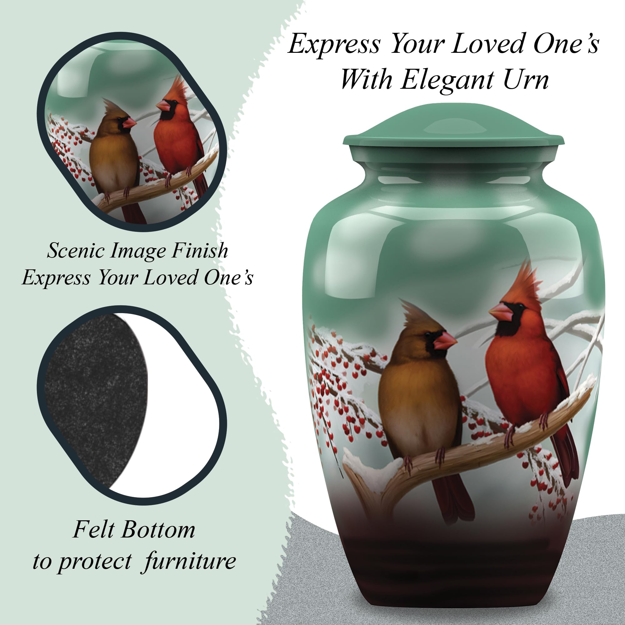 Forever URNS Couple-Themed Cremation Urn – 200 Cu In, Handcrafted Metal With Velvet Bag - View #5