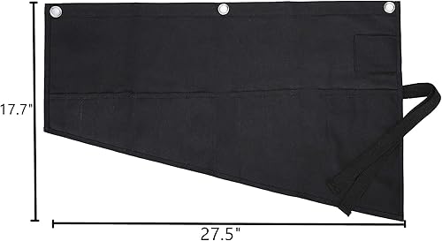 Miniatura 2 de Bolsa enrollable de lona encerada resistente de 16 onzas, bolsa de herramientas multiusos para métricas, SAE (negro )