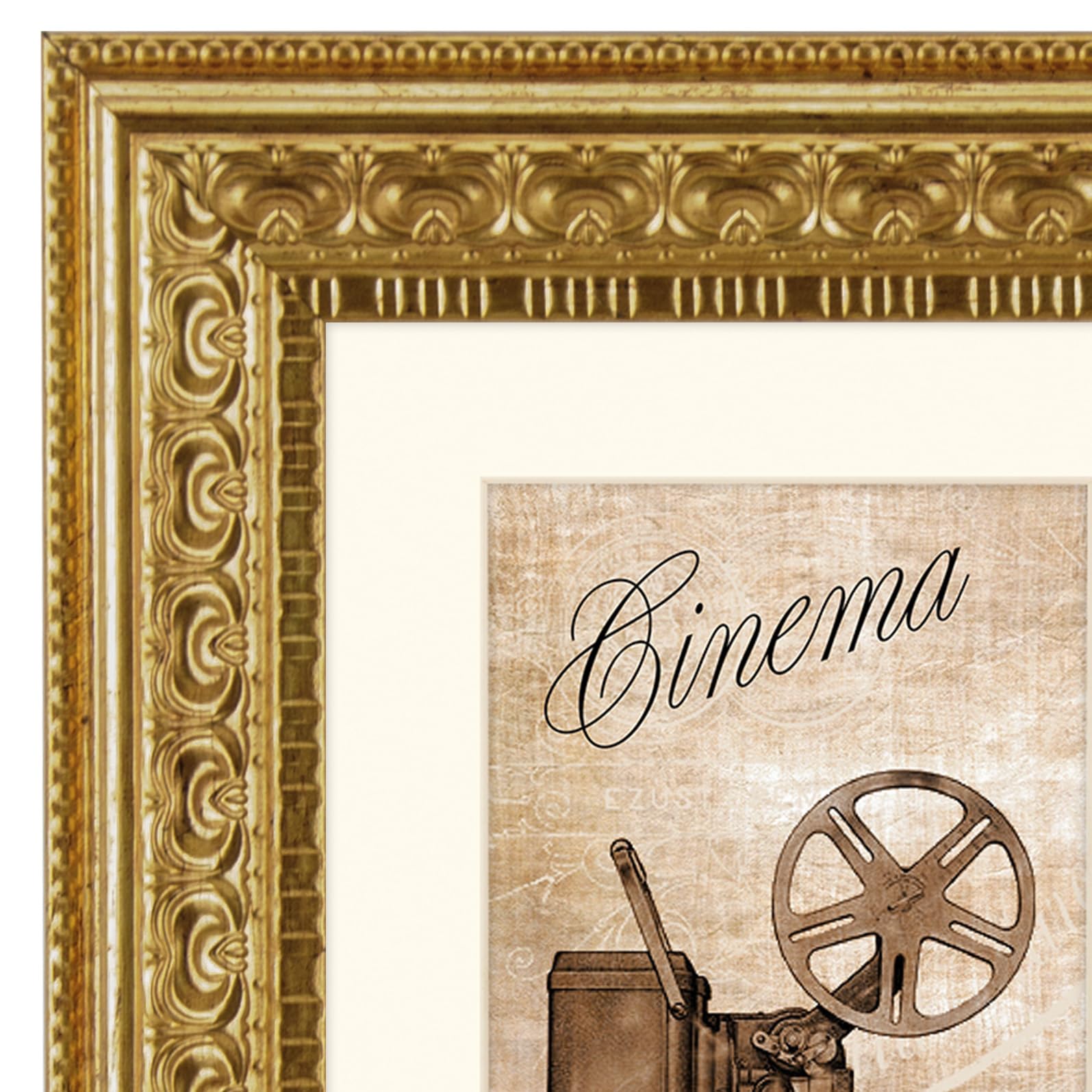 WYNCO 11x14 Bronze Gold Ornate Classic Picture Frame, With Mat 8x10 inches, Real Glass Protection
