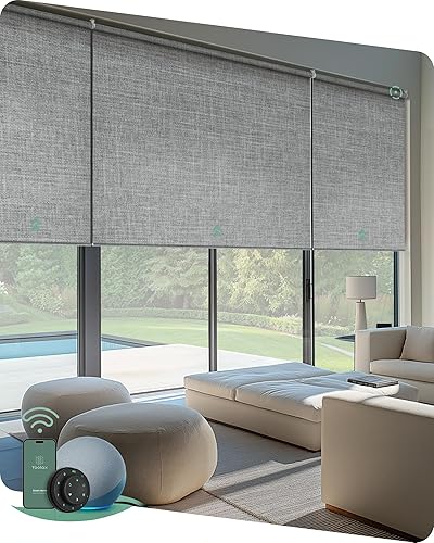 Miniatura 66 de Yoolax Persianas motorizadas con control remoto, persianas inteligentes opacas de tela motorizada funcionan con Alexa, persianas automáticas