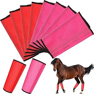 Bulyoou 8 botas de malla transpirable para caballo, botas protectoras para piernas de caballo, leggings para evitar moscas y picaduras de mosquitos (rojo, rojo rosa)