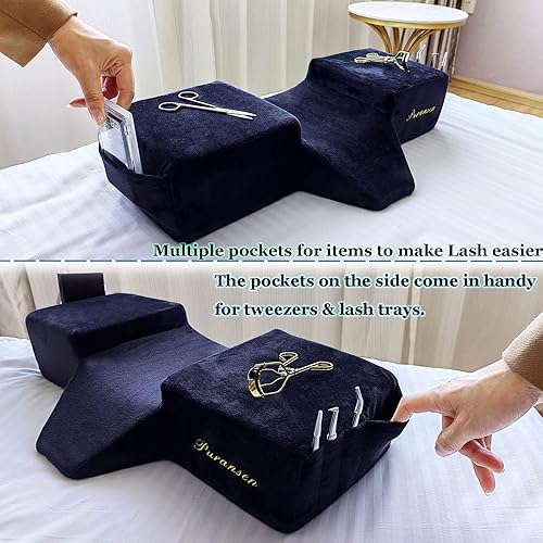 Miniatura 3 de Puransen Almohada de cama con soporte para cuello y espalda, almohada curvada de espuma viscoelástica para extensiones de pestañas y servicios de