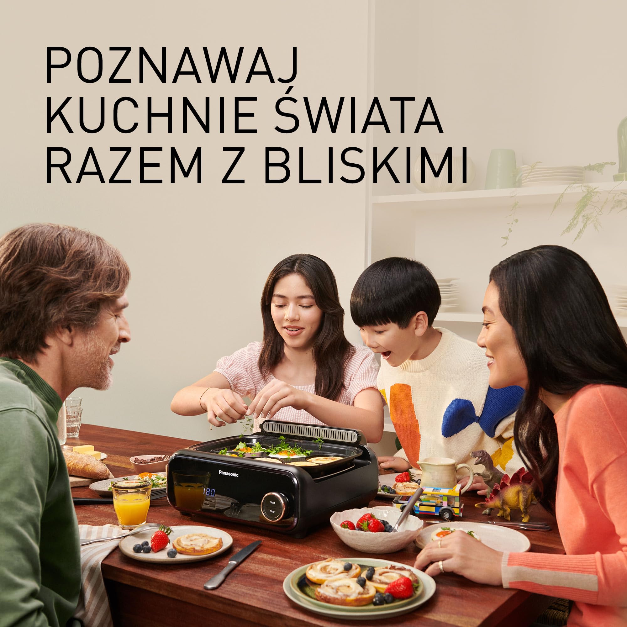 Panasonic NF-GM600KXE Garnek Elektryczny Multicooker 6 w 1, 1400 W, 40-250°C, 9 trybów automatycznych, 6 płyt, bezdymny, system odprowadzania dymu, można myć w zmywarce, przewód 2.5 m, czarny