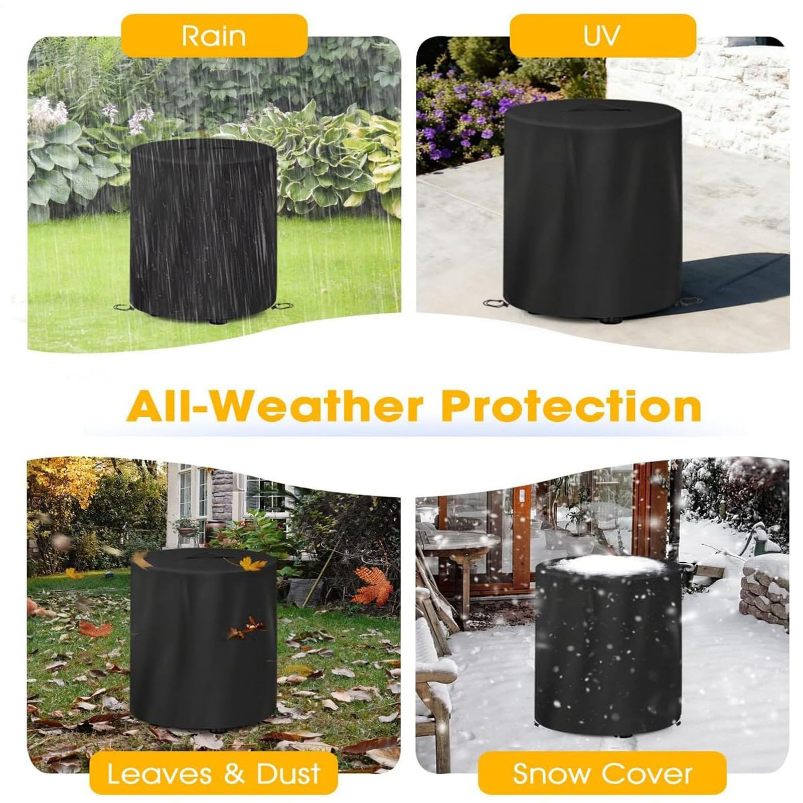 Housse de protection pour brasero 62x80 cm - Housse ronde en tissu Oxford avec cordon de serrage et fermeture sécurisée, protection anti-poussière pour cour, jardin, pelouse