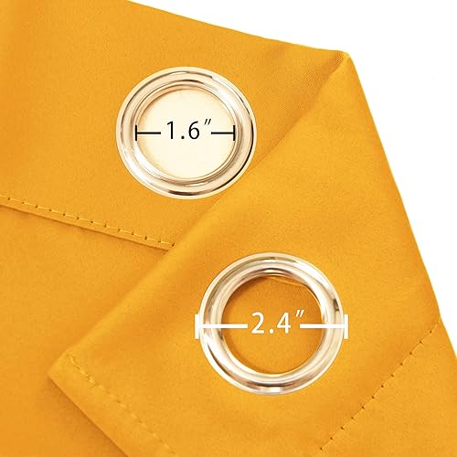 Miniatura 7 de LEMOMO Cortinas 100% opacas amarillas con forro negro, 52 x 84 pulgadas, juego de 2 paneles con aislamiento térmico para oscurecer la habitación