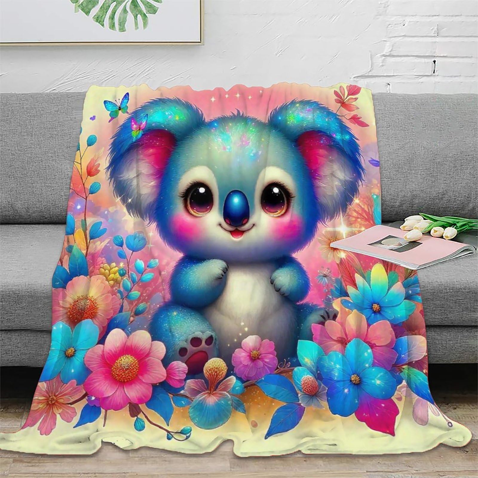 Couverture chaude microfibre anti-froid grand plaid koala douillet 180x200cm
