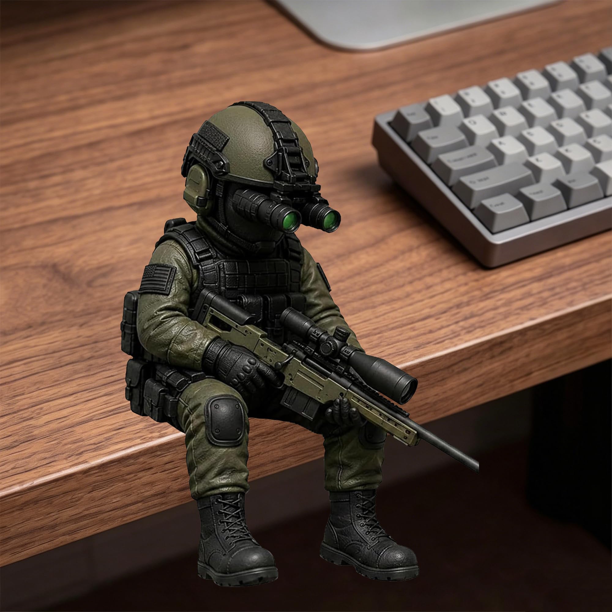 Dehudeouhs Men's Green Tactical Miniature Soldier Model, Special Forces Sniper Statue, Realistic Military Model, Desktop Ornat, Collectible Gift For Veterans And
