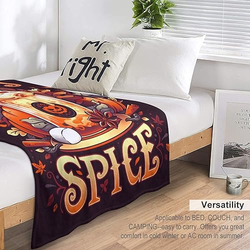 Miniatura 5 de tbysgaq Manta de Halloween divertida de fantasma, bonita calabaza, manta de franela ligera y acogedora para dormitorio, sala de estar, sofá, cama,