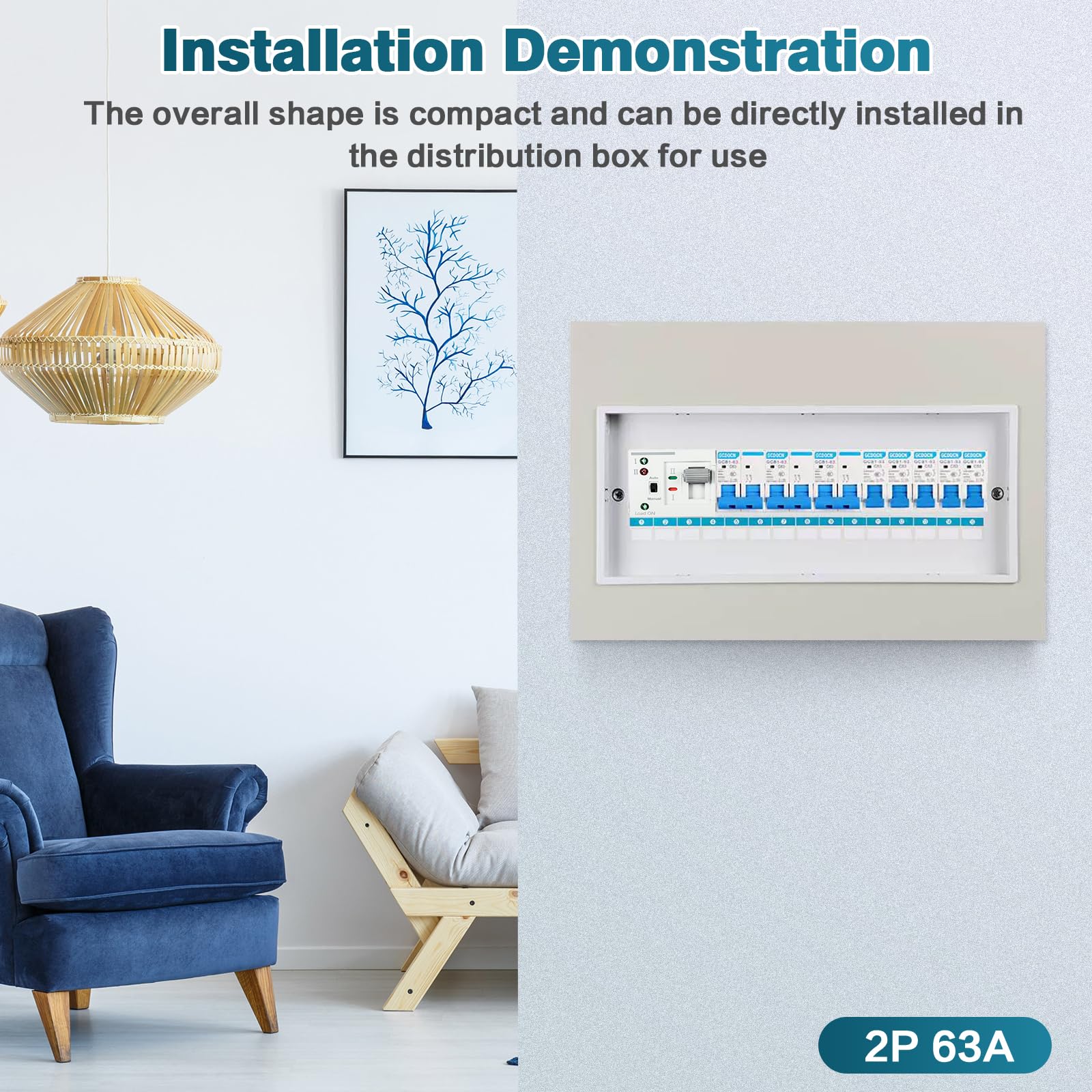Jadeshay Commutateur de Transfert Automatique G2R ATS Inverseur de Source Automatique 63A 2P Sélecteurs électriques 220V