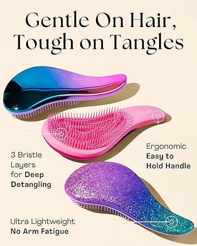 Miniatura 6 de Cepillo desenredante para cabello grueso, rizado, liso y natural, cepillo desenredante suave para mujeres, niños y niños pequeños con cerdas