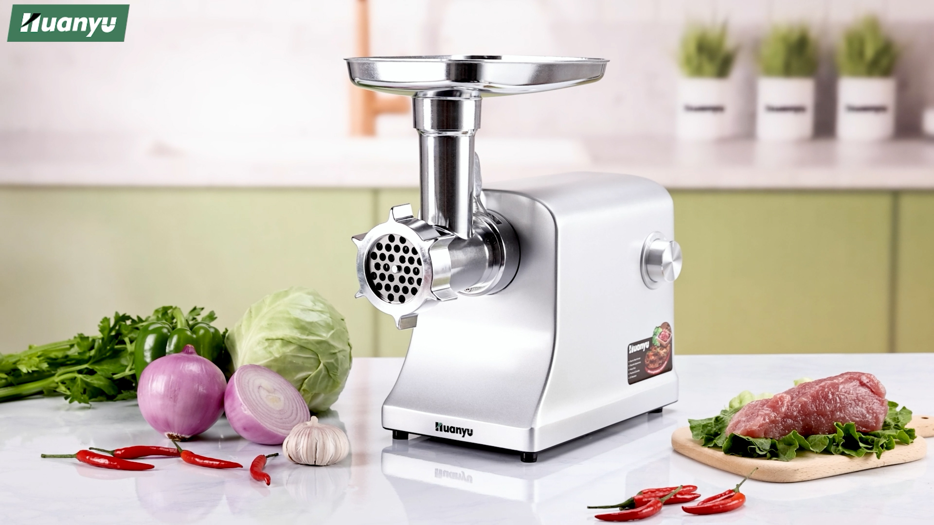 Tritacarne Elettrico 2800W In Acciaio Inox - Macchina Per Carne E Salsicce, Con Ingranaggi Metallici E Funzione Inversione (3 Dischi Forati)