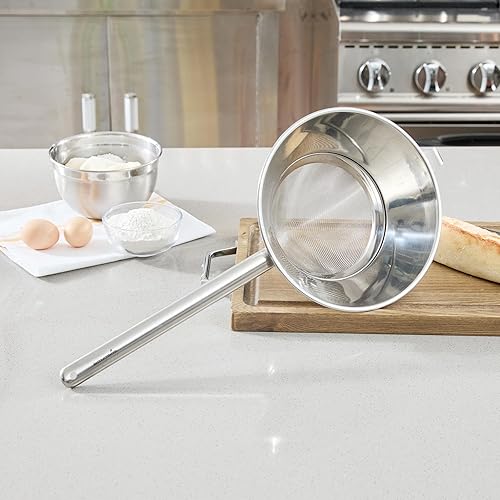 Miniatura 10 de Restaurantware Chinois - Colador de acero inoxidable de 10.2 pulgadas con malla extrafina para salsas, caldos, sopas, caldos, tamizado, herramientas