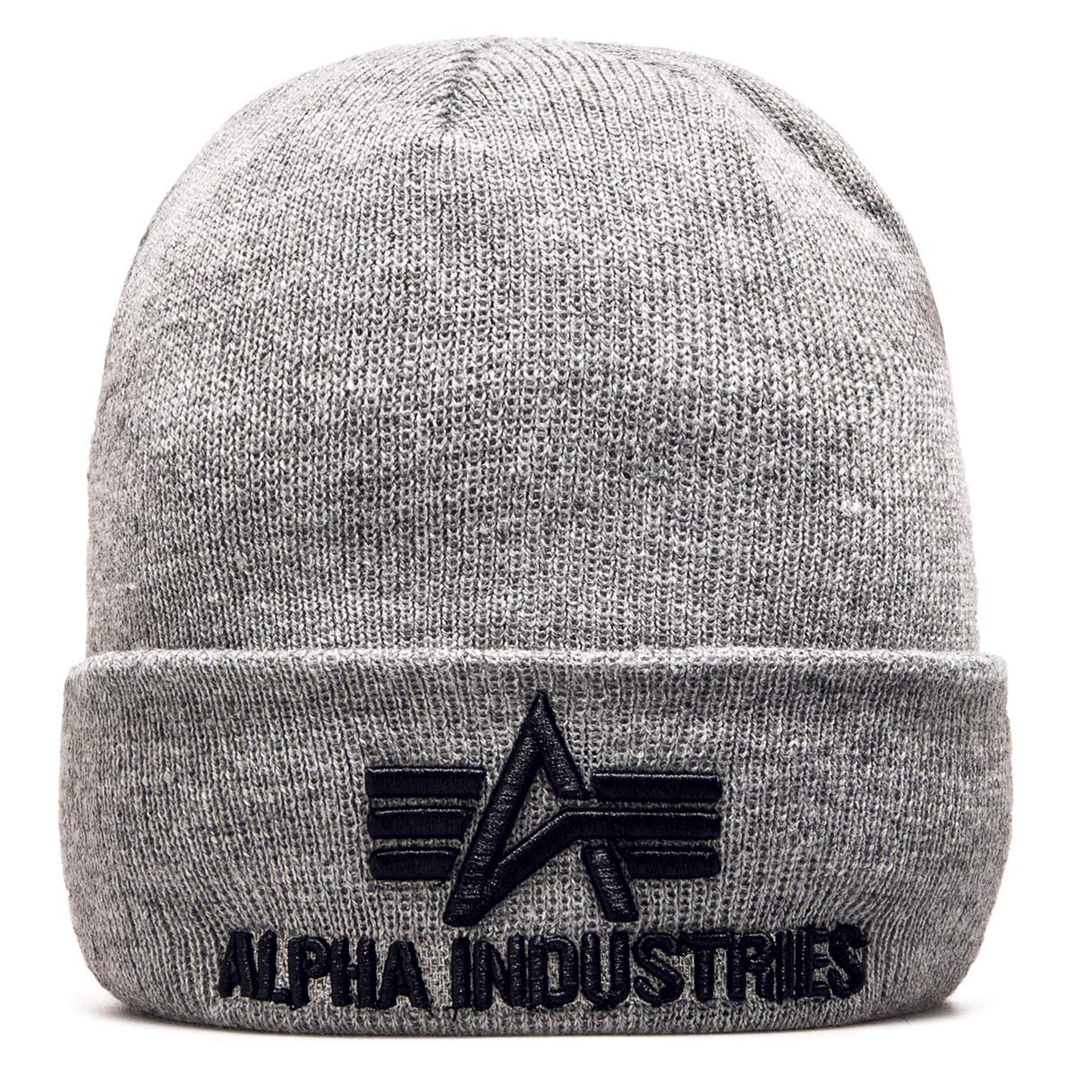 Alpha Industries 3D Beanie Knitted Acrylic Hat for Men Grey Heather