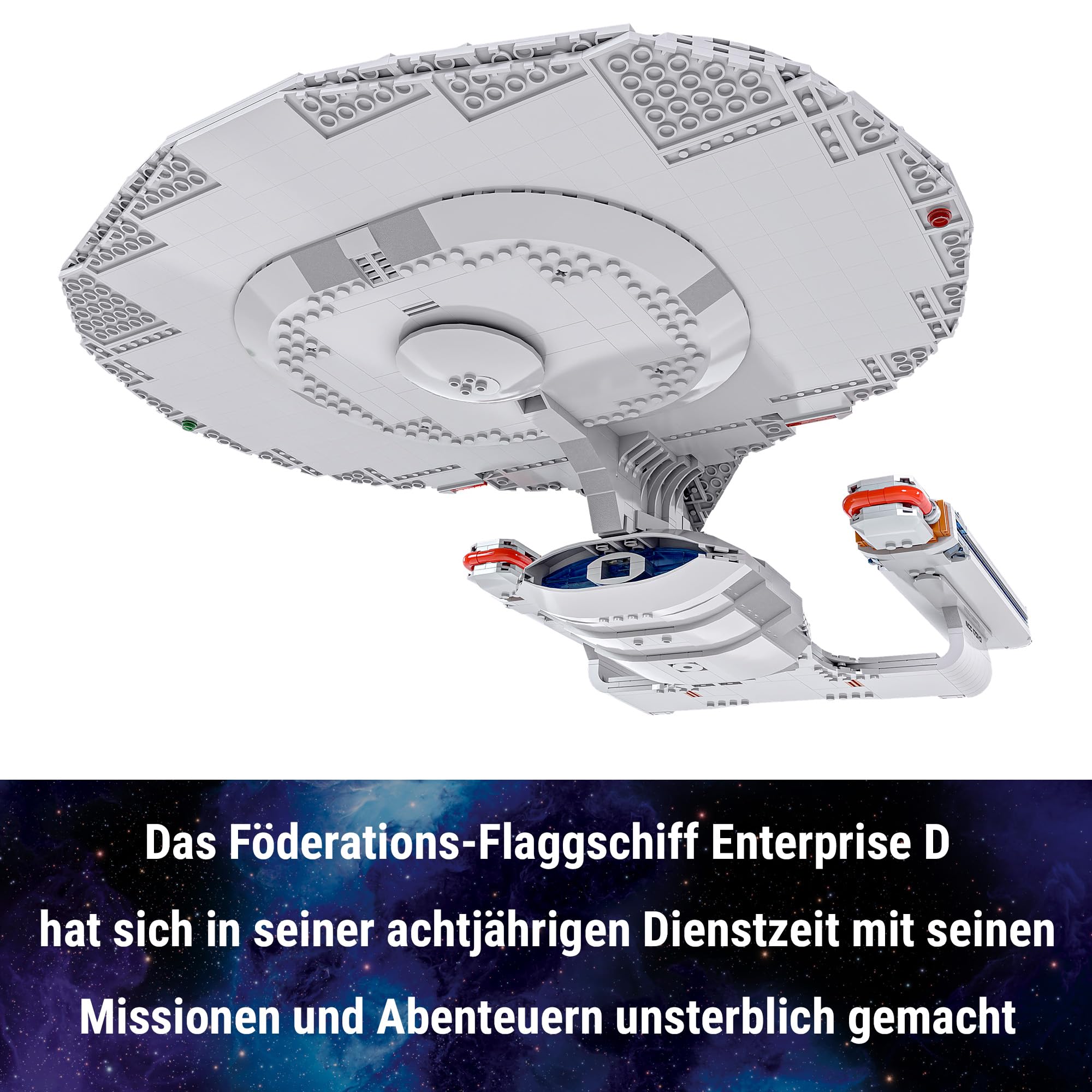 BlueBrixx – Star Trek USS Enterprise NCC-1701 D – Displaymodell/Großmaßstab –Bausatz mit 1971 Klemmbausteinen – 100% kompatibel – ORIGINAL-LIZENZ, 104184