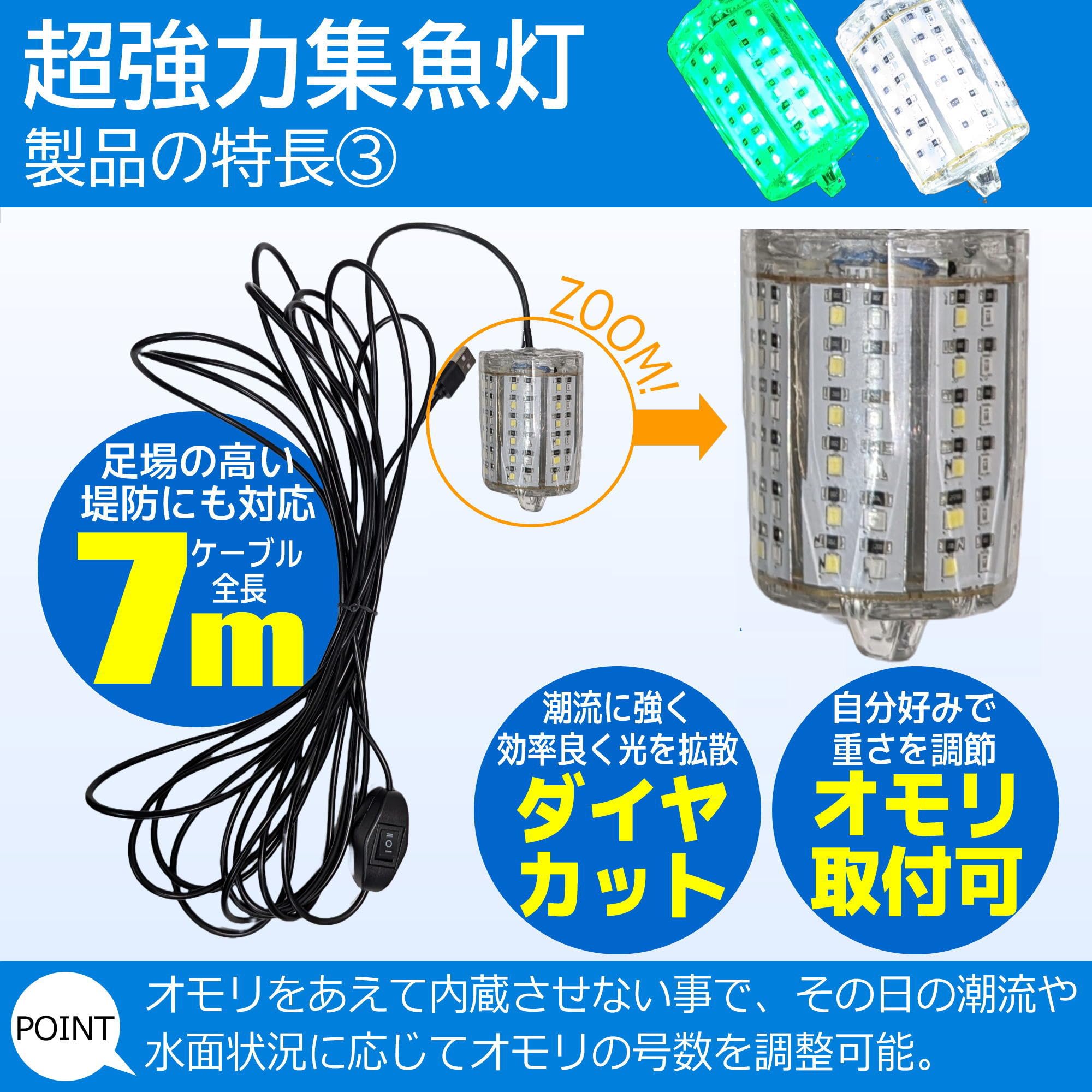 Amazon.co.jp: Allgu Super Strong Fishing Light 15W 2520 Lumens USB