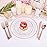 bUCLA 300PCS Clear Rose Gold Plastic Dinnerware - Rose Gold Disposable Dinnerware Set Include 50 Dinner Plates,50 Dessert Plates,50 Knives,50 Forks,50 Spoons,50 Cups for Party, Wedding & Mothers Day