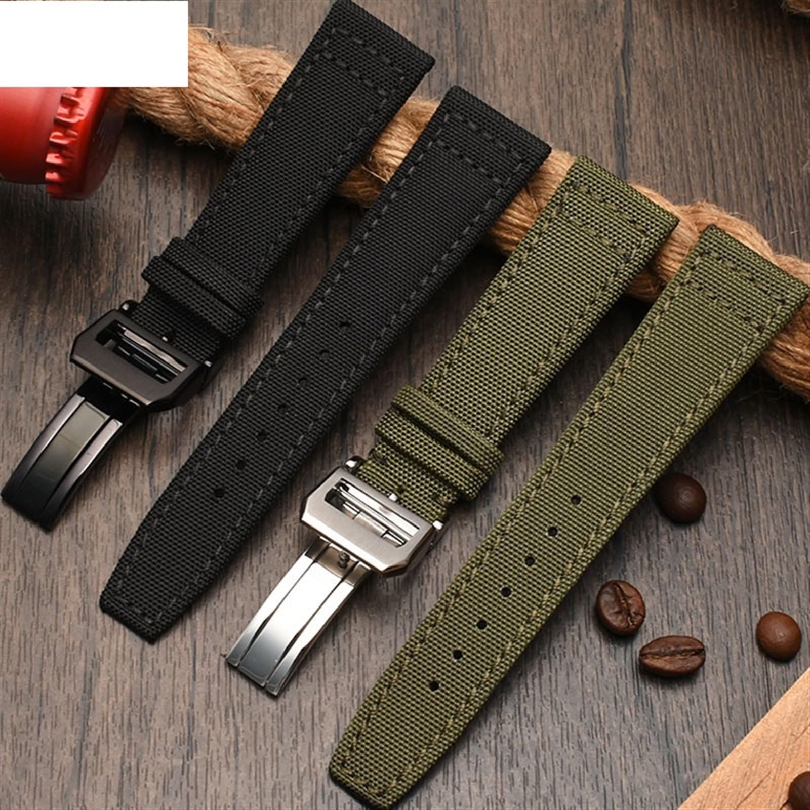 Nylonowy pasek do zegarka o wysokiej gęstości do IWC IW377724 IW371614, pasek do zegarka 20 mm 21 mm 22 mm czarna płócienna bransoletka wojskowa zieleń i niebieski, Wielobarwna, 22mm