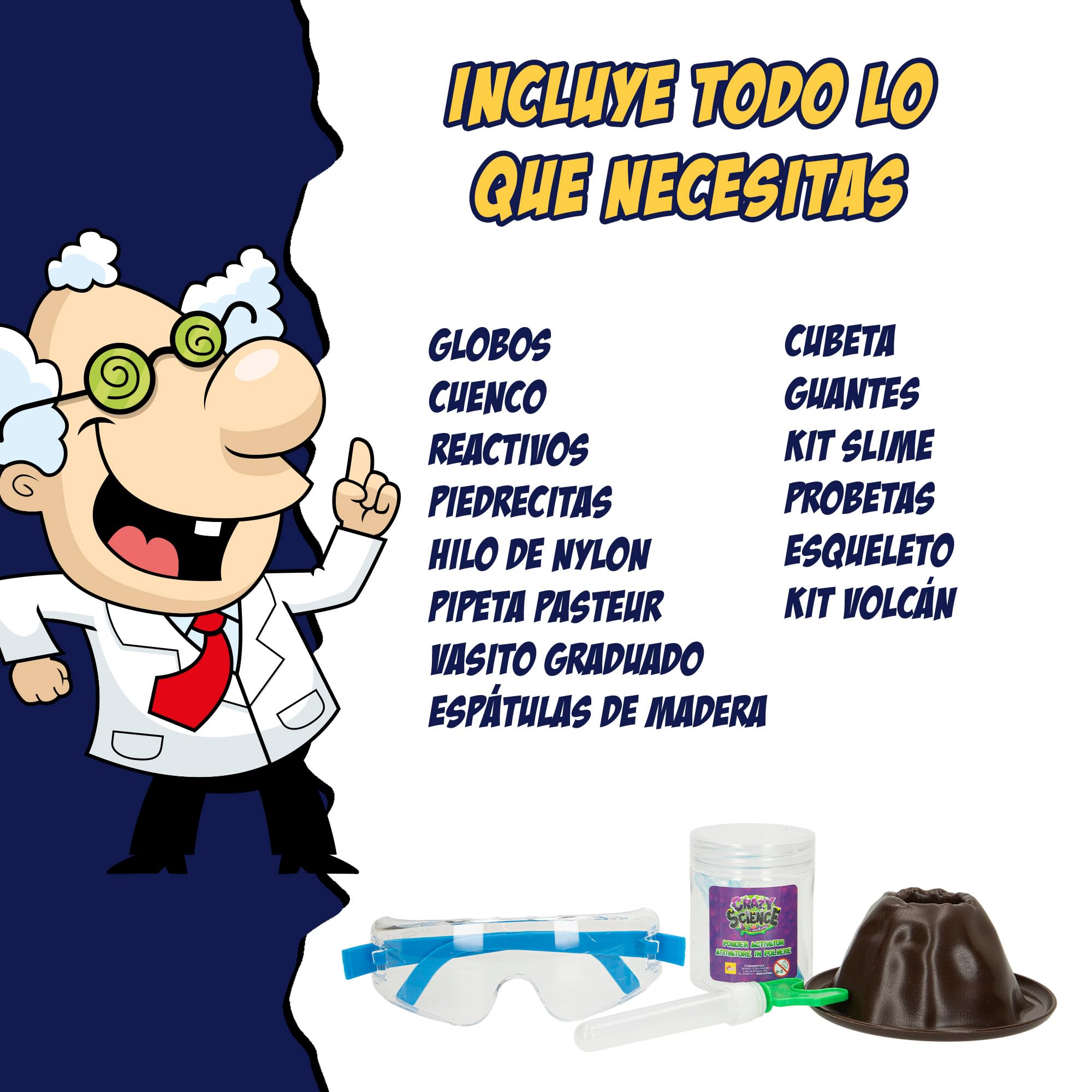 Colorbaby Lisciani - Crazy Science, Laboratorio Scientifico Pazzo, Esperimenti con Slime, Vulcano, Sabbie mobili, Neve Artificiale, Esplosioni, Giocattolo Educativo, Scienza domestica, 8 anni, 47637