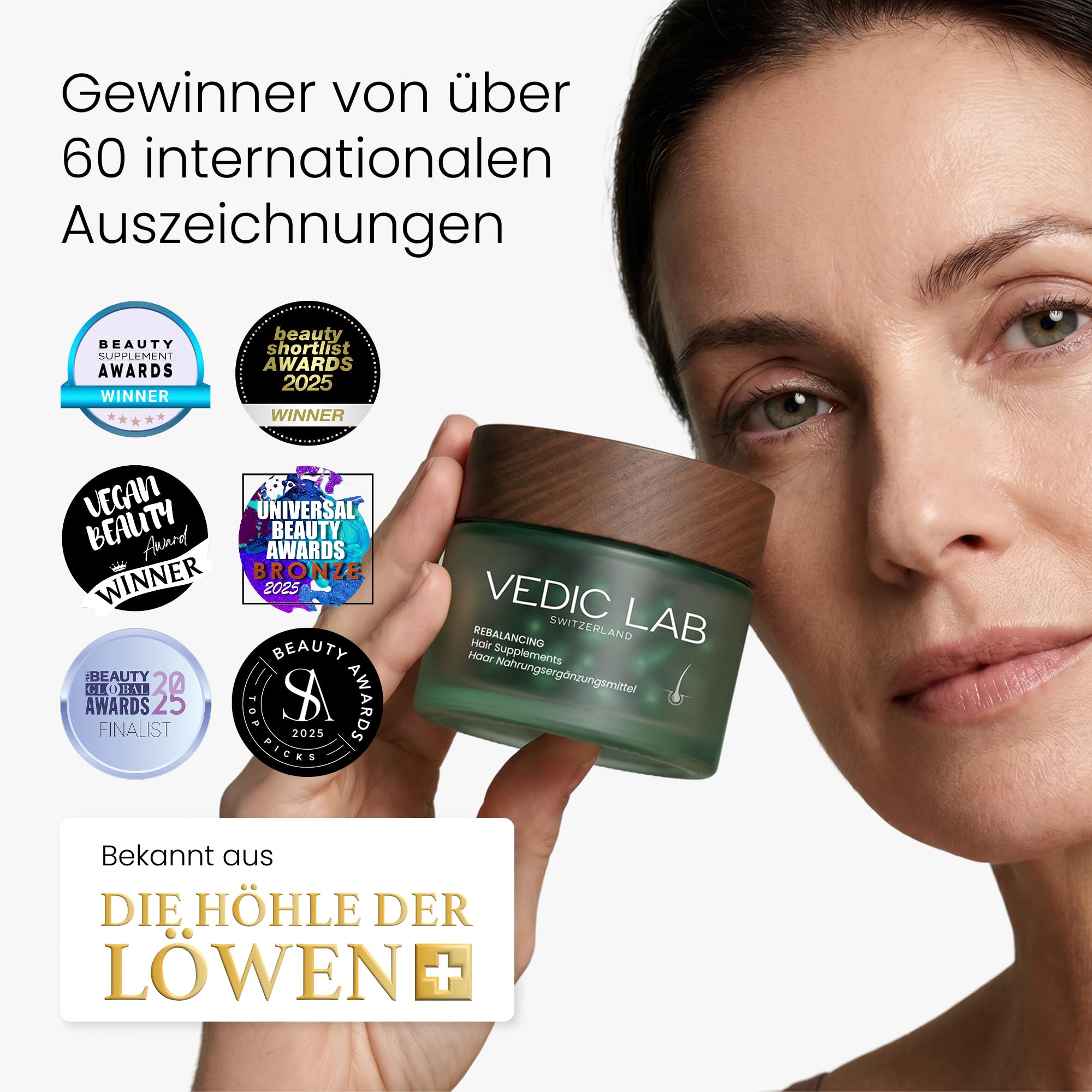 Haarkomplex für Frauen | Patentangemeldetes 360°-Haarsystem | Bei Haarausfall, dünner werdendem Haar & Haarbruch | Ayurveda-Kräuter + Schweizer Vitamine & Mineralstoffe | Vegan | 30 Kapseln