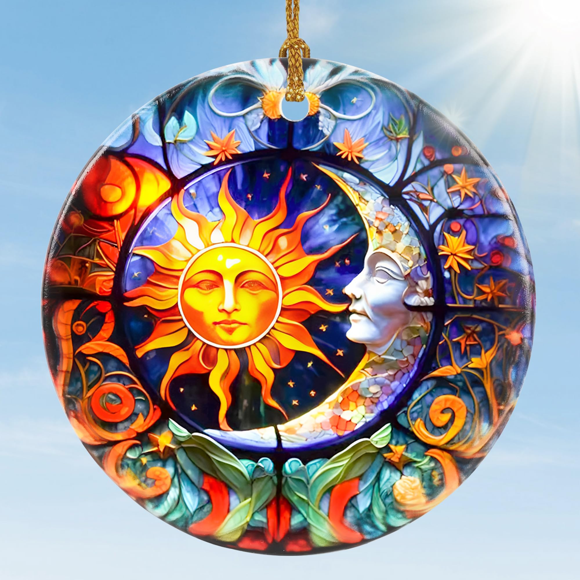 Jocidea Sun and Moon Christmas Ornaments - Bumblebee Ornaments for Tree, Holiday Keepsake Gift Exchange