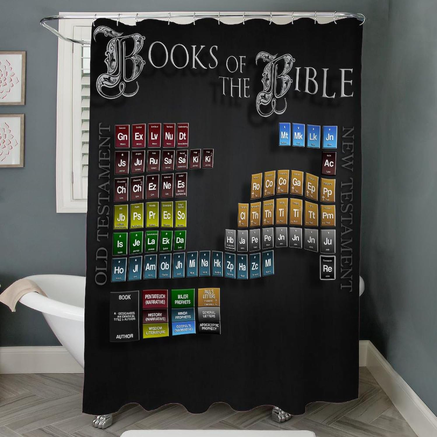 CafePress The Bible, Periodic Table, Decorative Fabric Shower Curtain