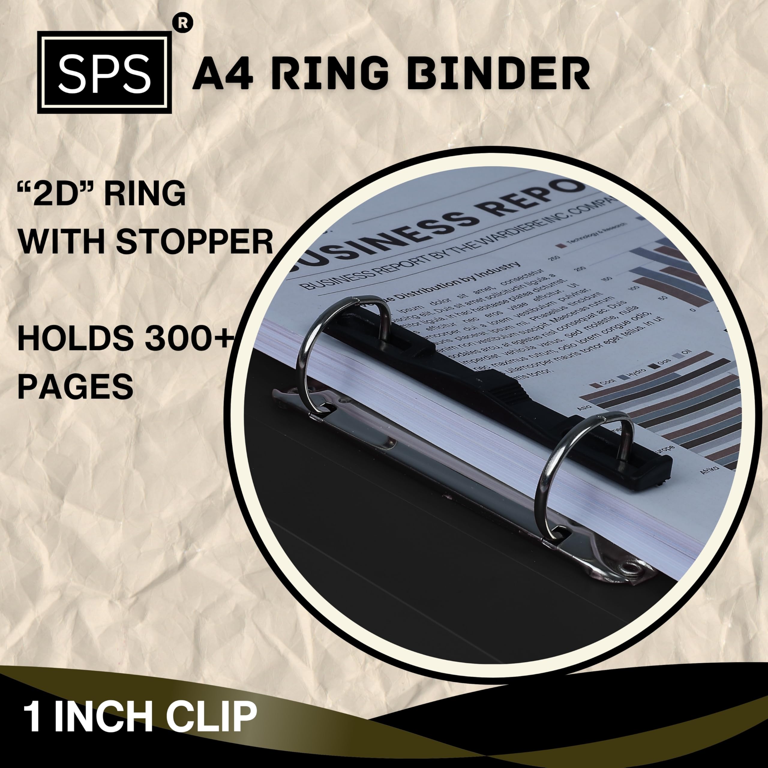 SPS Raccoglitore ad anelli 2D, formato A4, per documenti e certificati, per ufficio e scuola, blu e nero, confezione da 2