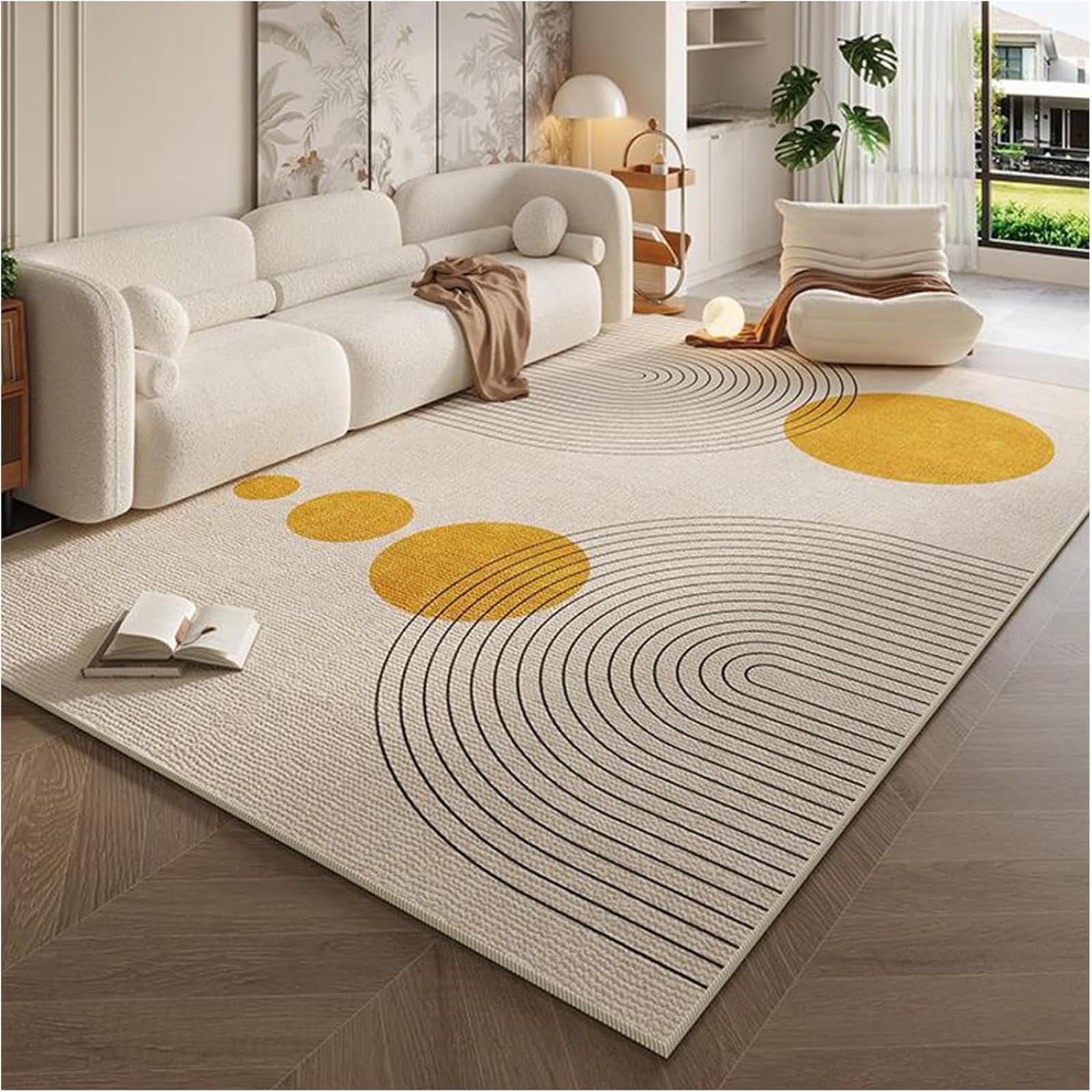 Tapis de salon velours cristal crème pour sublimer votre table basse