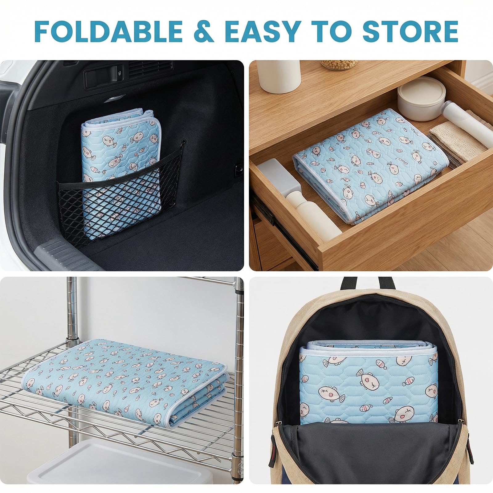 Ninonly Alfombra Refrescante para Perros y Gatos, 50x70cm Cama Fresca para Mascotas, Colchoneta Refrescante Alfombrilla de Verano Lavable a Máquina y Plegable, Manta Fria Ideal para Hogar Coche Viaje