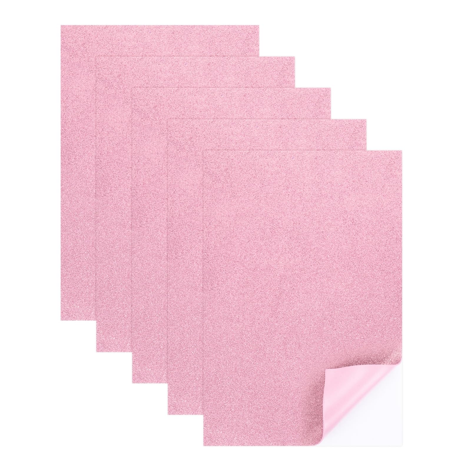 sourcing map 5 Sheets Pink Shiny Foam Sheets with Adhesive Backing, 8x12Inch Self-Adhesive Shiny EVA Foam Sheets Sticky EVA Paper Stickers for Art Crafts Projects, DIY Party Decoration
