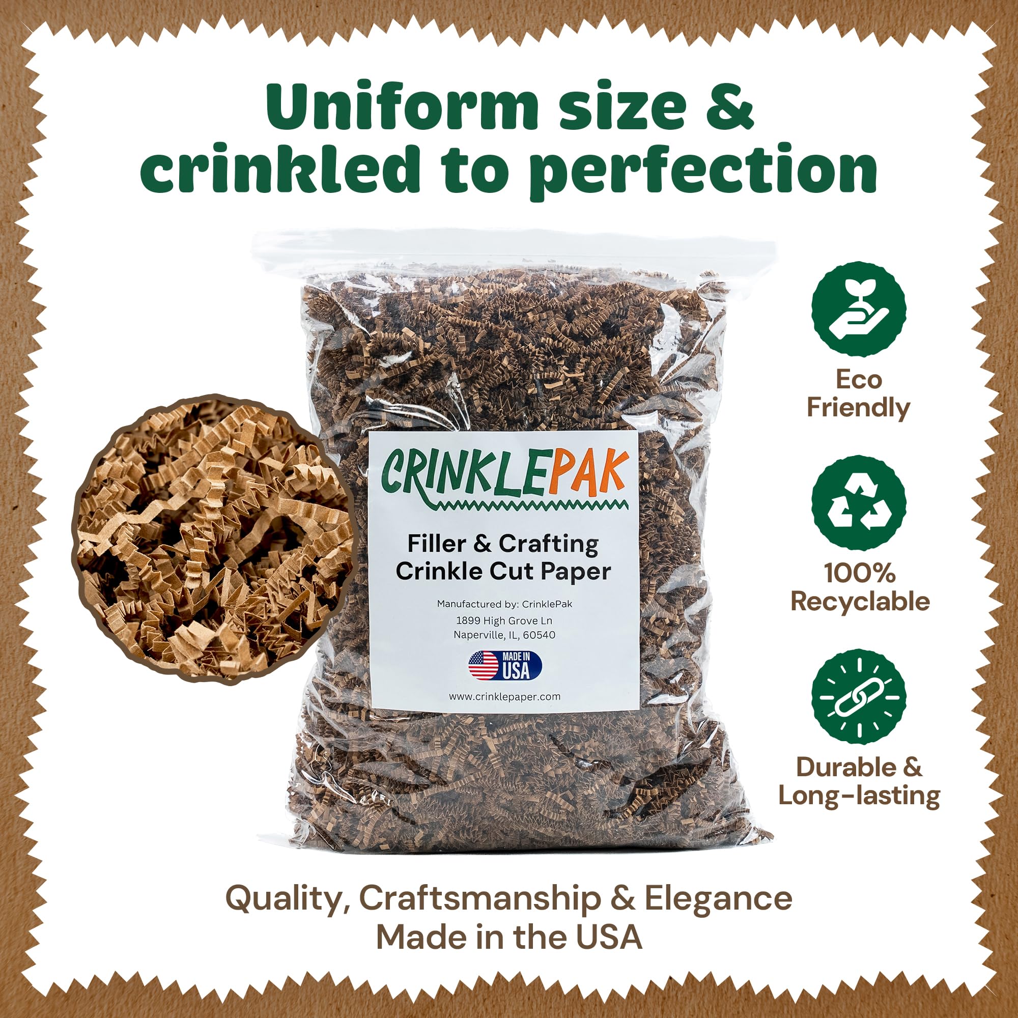 CrinklePak Wypełniacz papieru kraftowego o wadze 0,9 kg do koszy prezentowych, pudełek i na każdą okazję