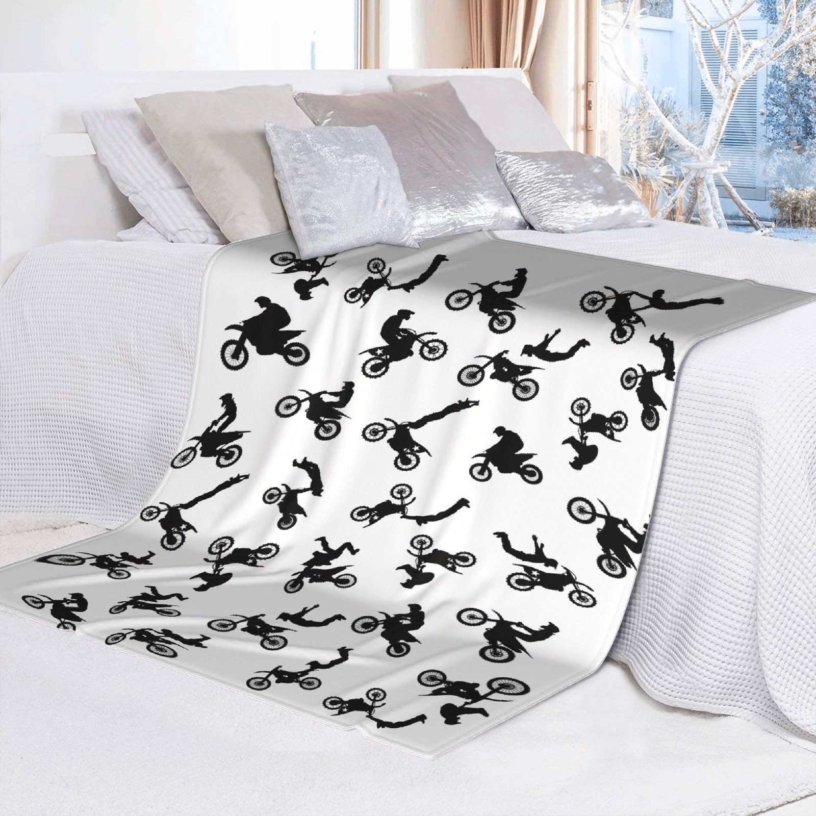 Manta de moto de cross, regalo para niños y niños, manta de motocicleta | Manta suave para niños y amantes de la motocicleta, regalo para niños, para decoración de sofá, cama, 50 x 40 pulgadas