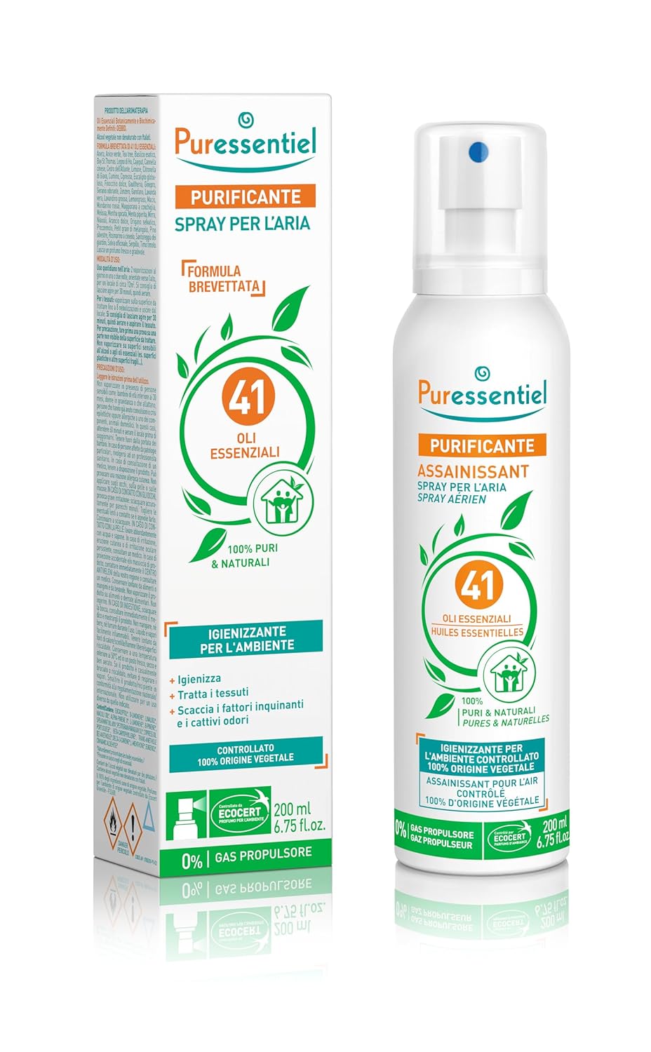 Puressentiel Purifying Air Freshener Spray with 41 Essential Oils – Organic Fabric and Room Spray for Natural Aromatic Atmosphere – 6.75 oz