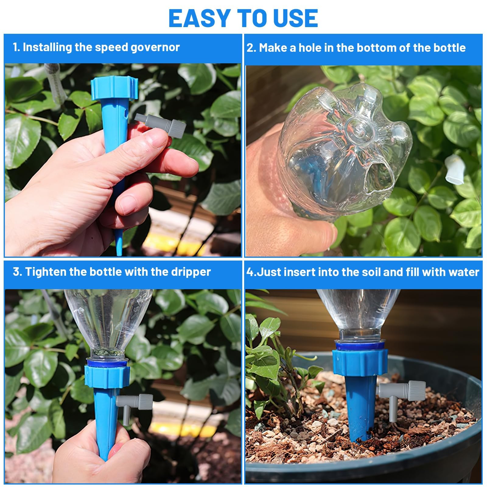 30 Goutte à Goutte Arrosage Automatique Pour Bouteilles - Système D'Irrigation Réglable Intérieur Extérieur