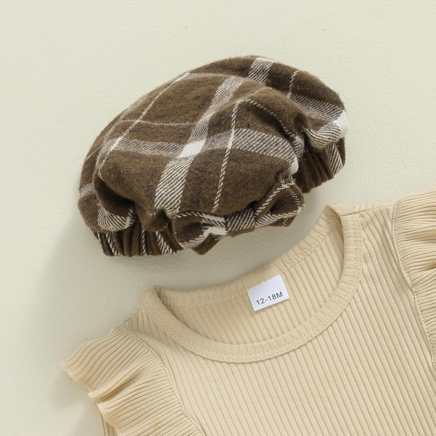 Madjtlqy Toddler Baby Girl Clothes Fall Winter Outfit Ruffle Sleeve Tops + Plaid Skirt + Hat 12 18 24 Months 2t 3t 4t - Image 4