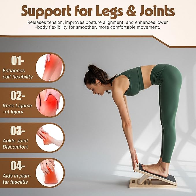 Tabla Inclinada de Madera Ajustable para Estiramiento de Pantorrillas y Fisioterapia miniatura 5