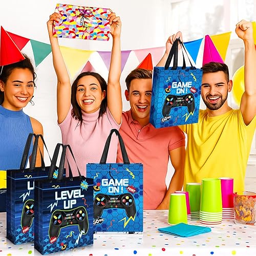 Miniatura 5 de Buryeah - Bolsa de regalo de videojuegos de 30 piezas con asa, suministros de fiesta de juegos, reutilizable, no tejida, bolsa de golosinas para