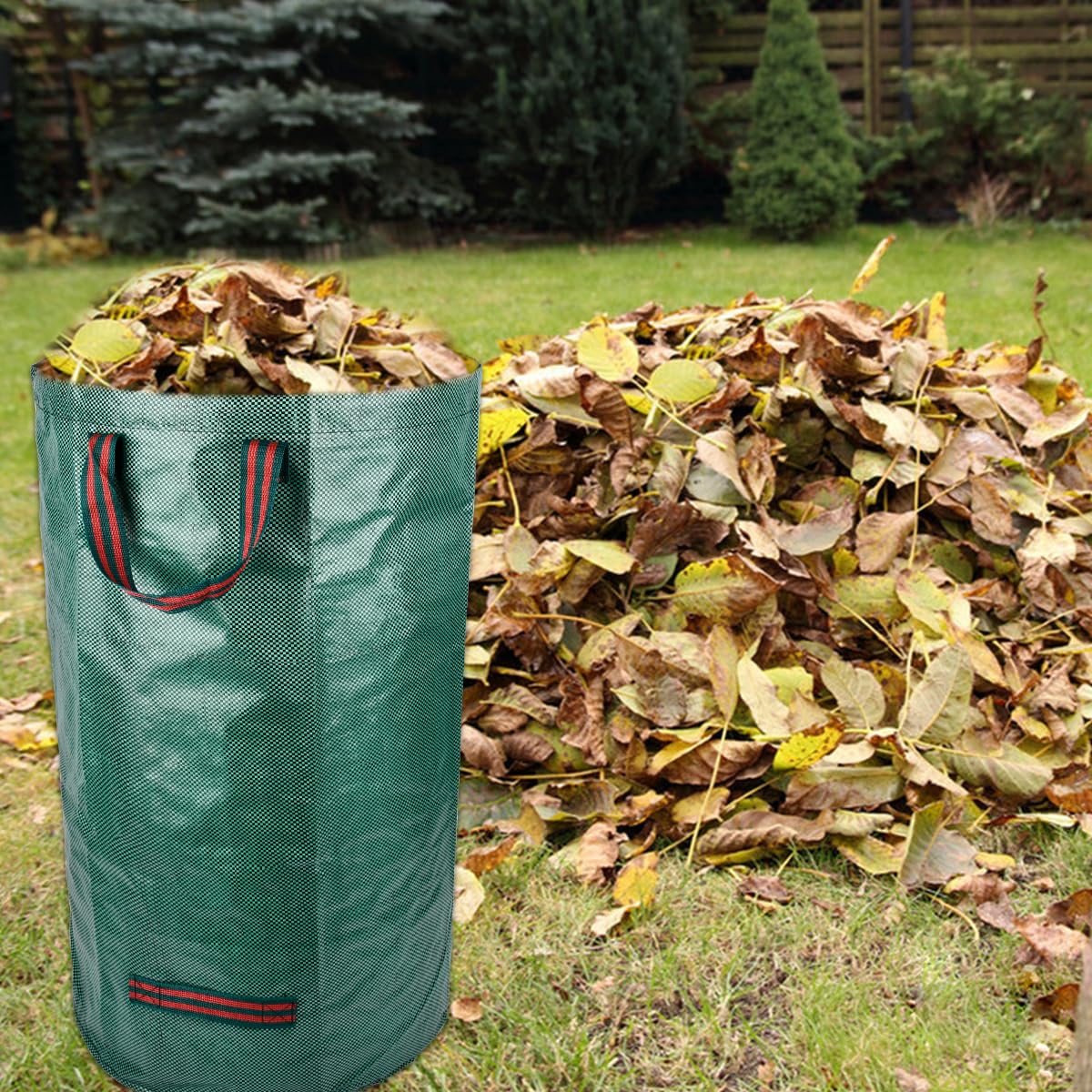 2 Sacchi Per Rifiuti Da Giardino 500L - Robusto PP, Autoportanti, Con Manici, Per Foglie E Sfalci - 4